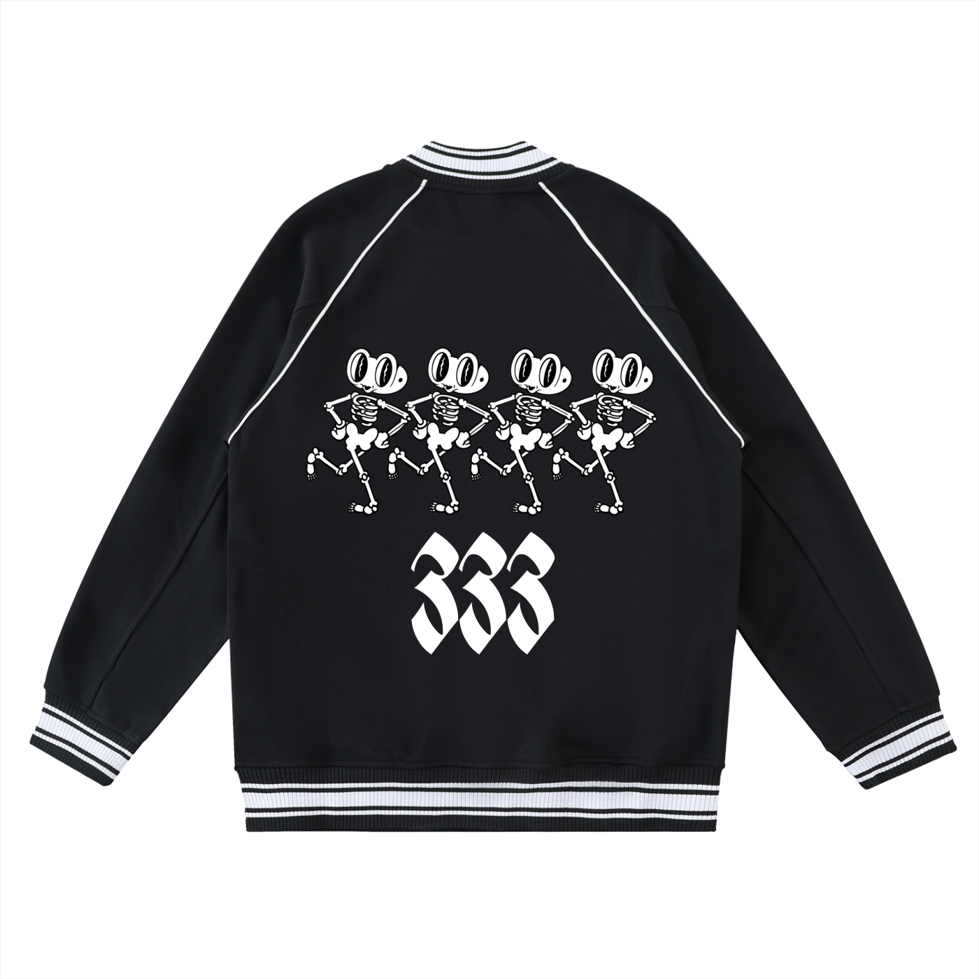 Contrast Trim Raglan Varsity Jacket