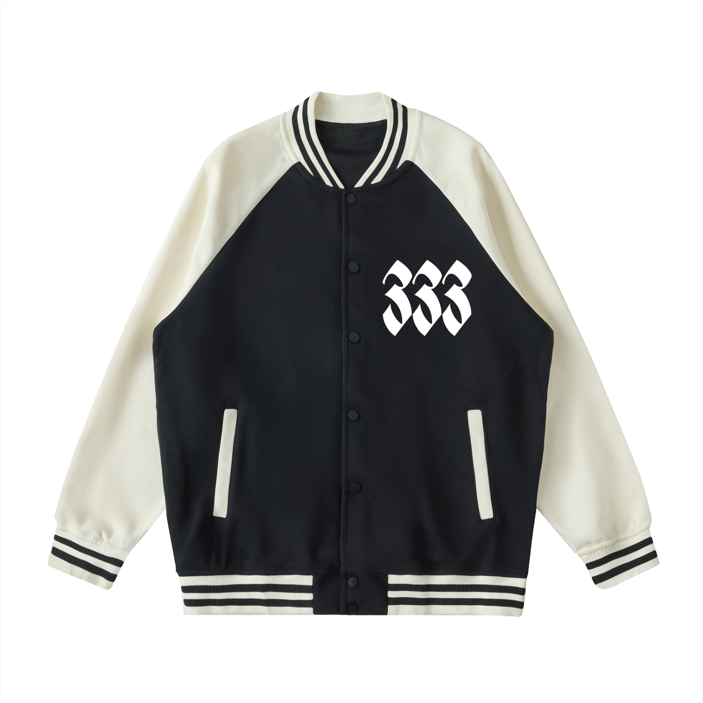 Two Tone Raglan Sleeve Varsity Jacket