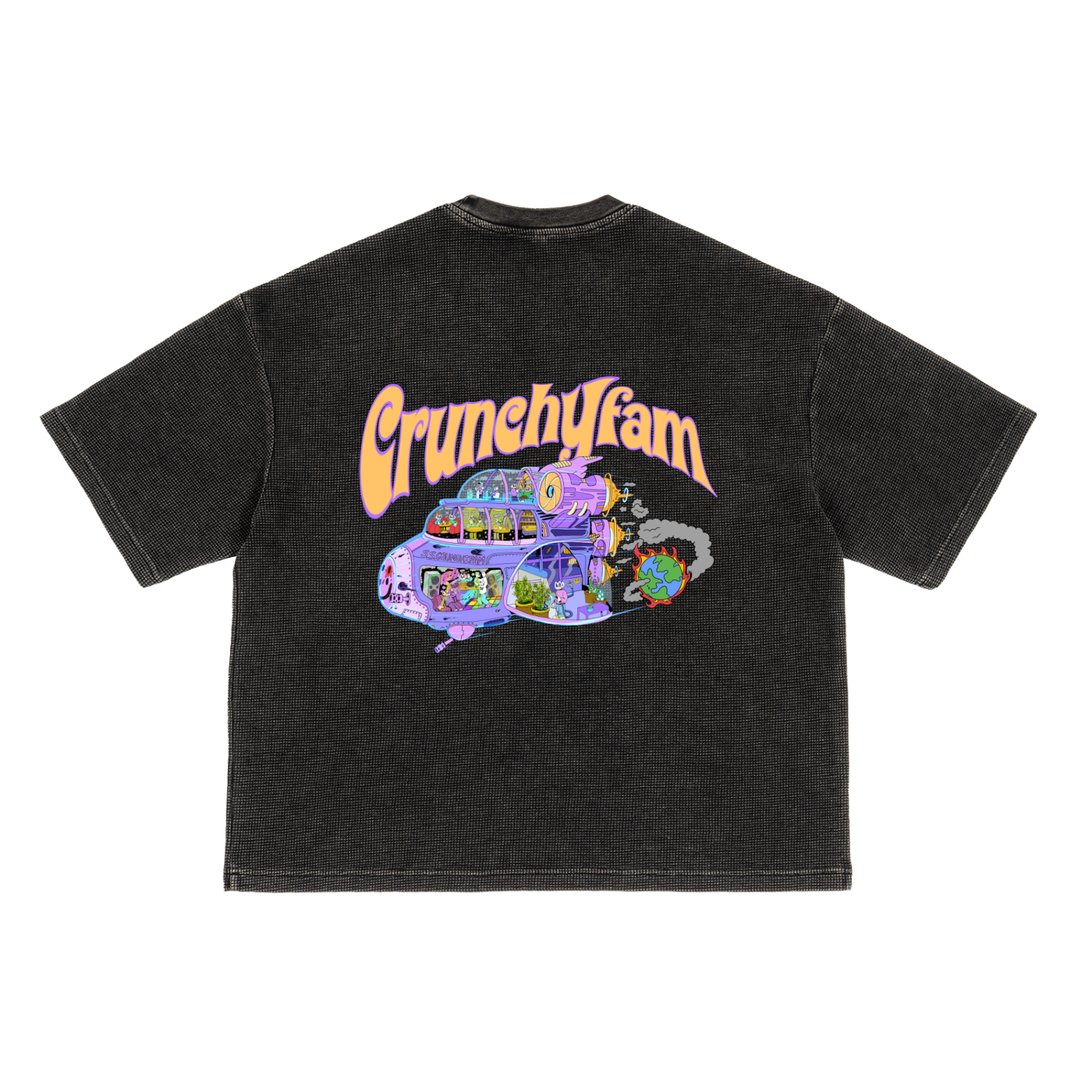 STAR MONSTER 1ST EDITION "CRUNCHIFAM" Waffle-Texture Washed Boxy T-Shirt