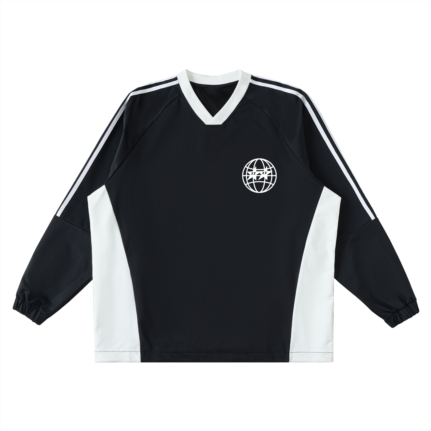 Color-Block V-Neck Long-Sleeve T-Shirt
