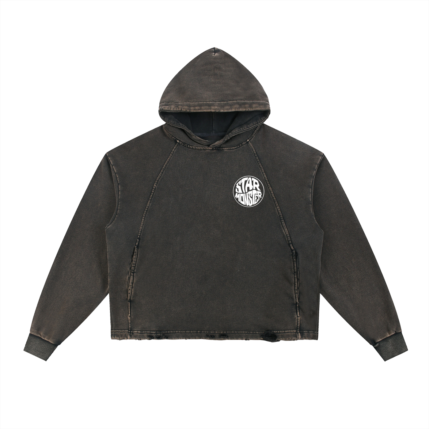 Vintage Washed Frayed-Hem Hoodie