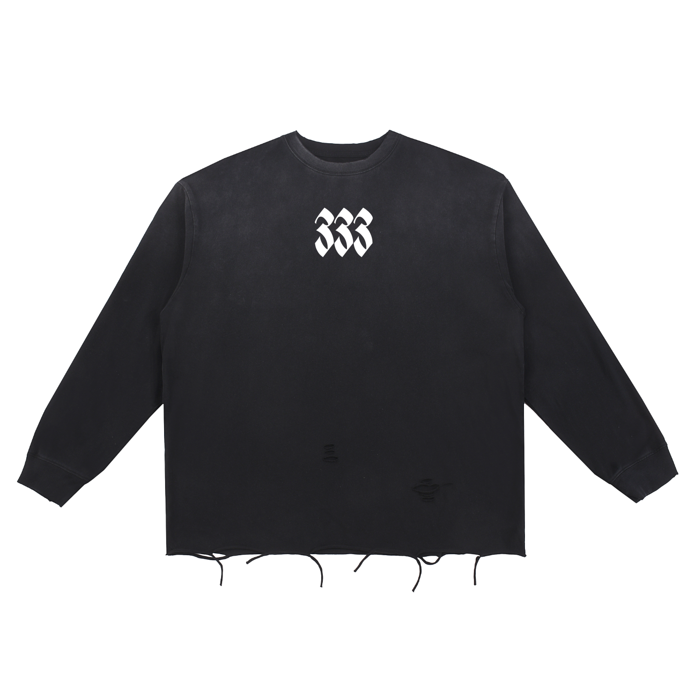 Snow Wash Raw Edge Cotton T-Shirt