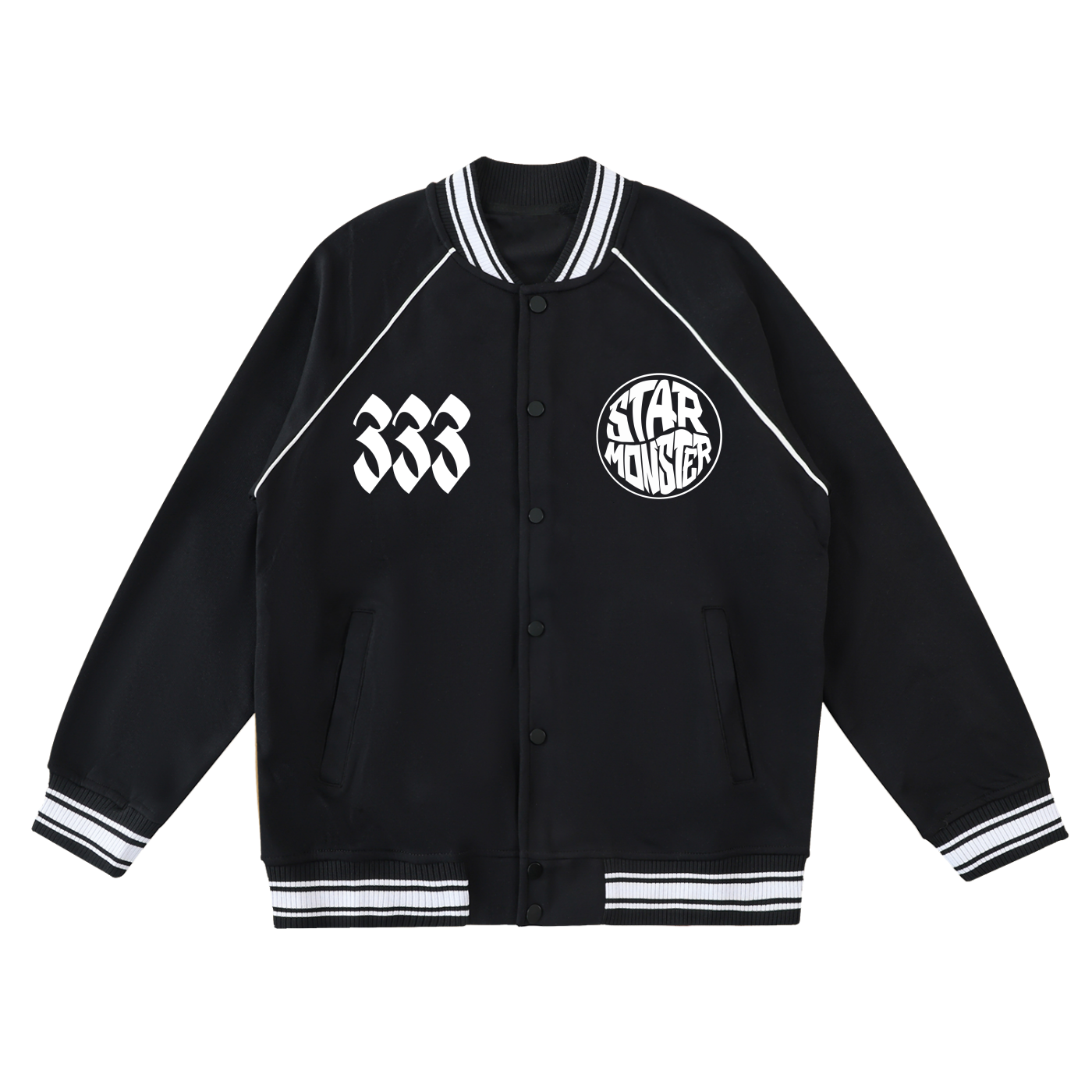 Contrast Trim Raglan Varsity Jacket