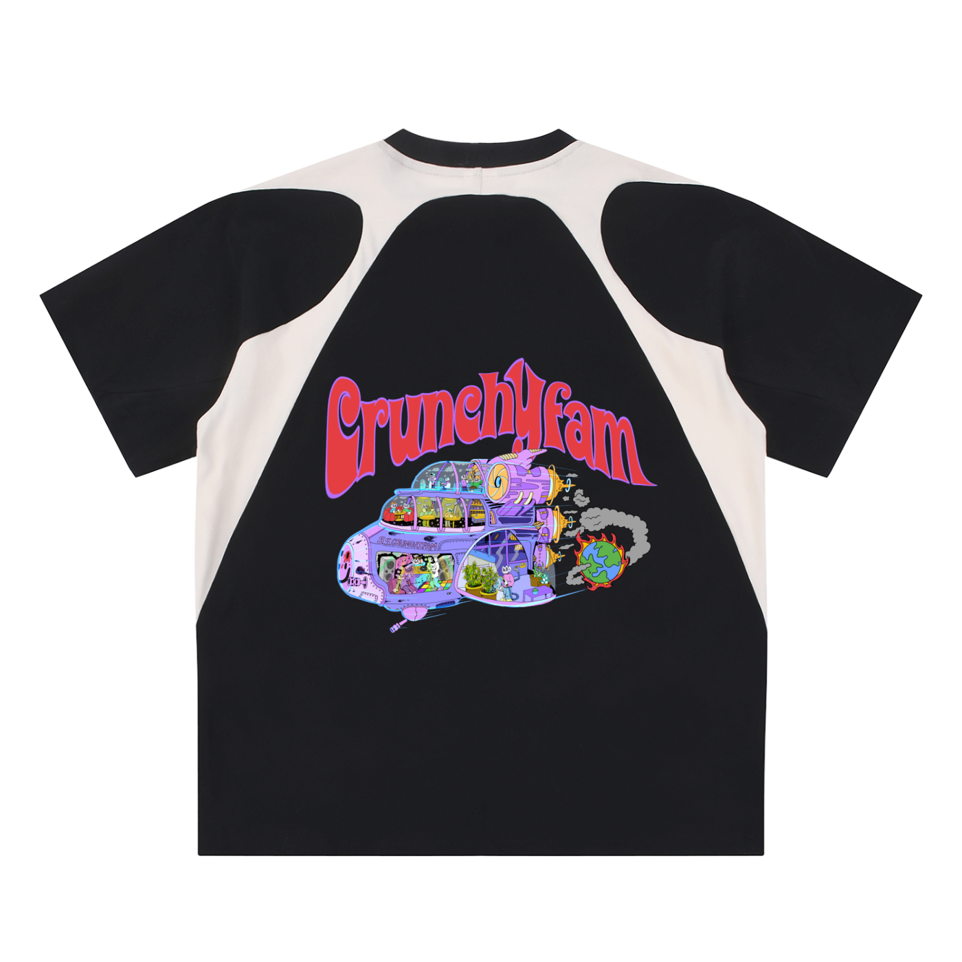 STAR MONSTER 1ST EDITION "CRUNCHIFAM" Contrast Panel Cotton T-Shirt