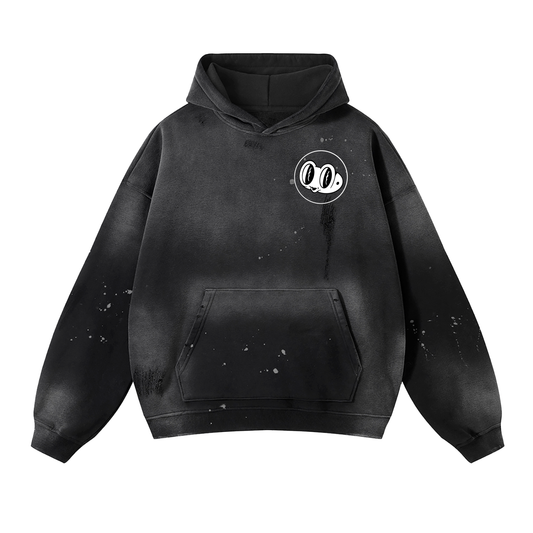 Vintage Washed Frayed Fleece Hoodie