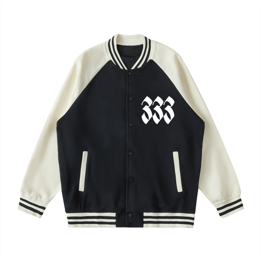 Two Tone Raglan Sleeve Varsity Jacket