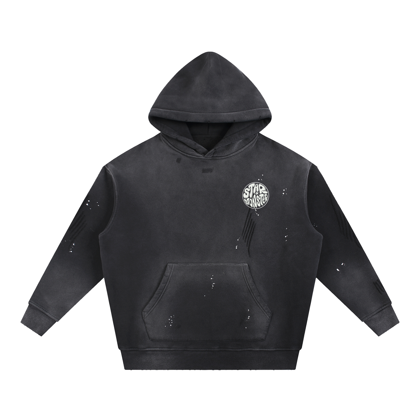 Vintage Washed Frayed Fleece Hoodie