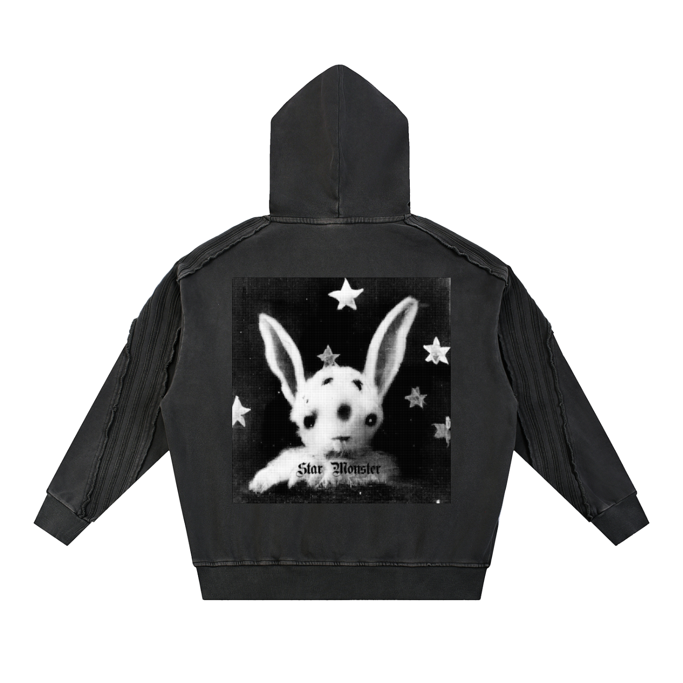 Snow Washed Tape Raw Edge Hoodie