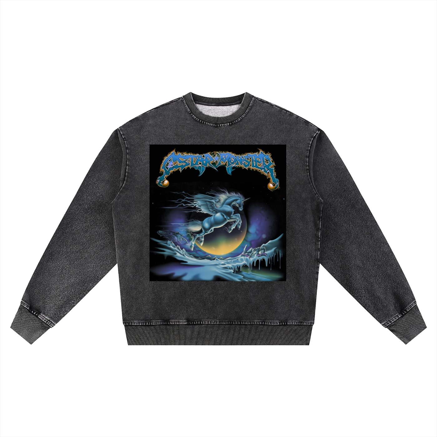 Snow Wash Oversized Crewneck Sweatshirt