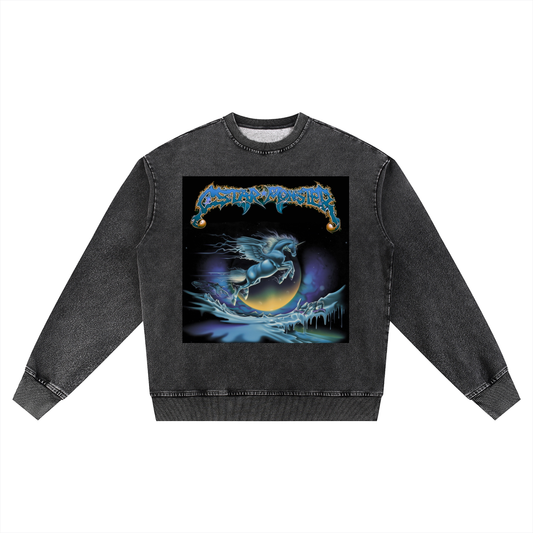 Snow Wash Oversized Crewneck Sweatshirt