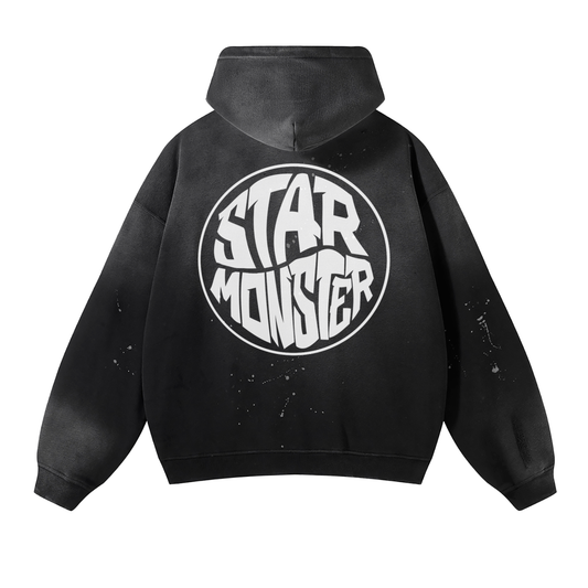Star Monster Epic Takeover Vintage Wash Frayed Fleece Hoodie - 360 GSM