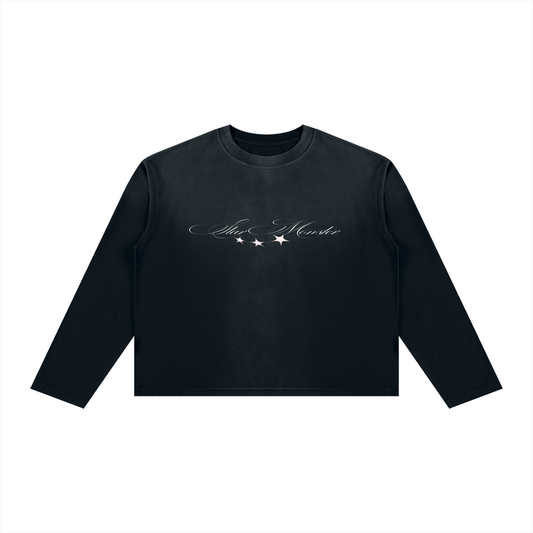 Star Monster Eclipse Unisex Sunfade Boxy Long Sleeve T-Shirt