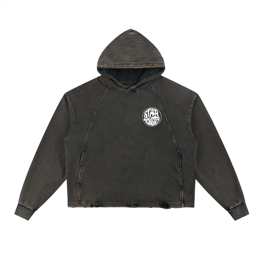 Vintage Washed Frayed-Hem Hoodie