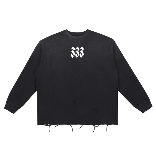 Snow Wash Raw Edge Cotton T-Shirt