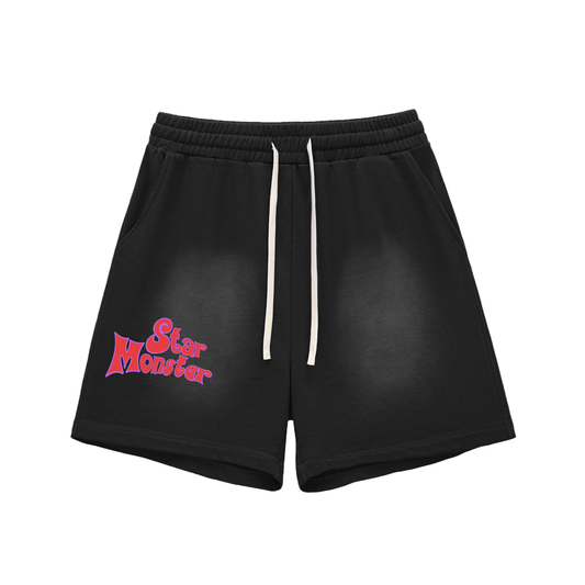 STAR MONSTER 1ST EDITION "CRUNCHIFAM" Sun Fade Raw Edge Cotton Shorts