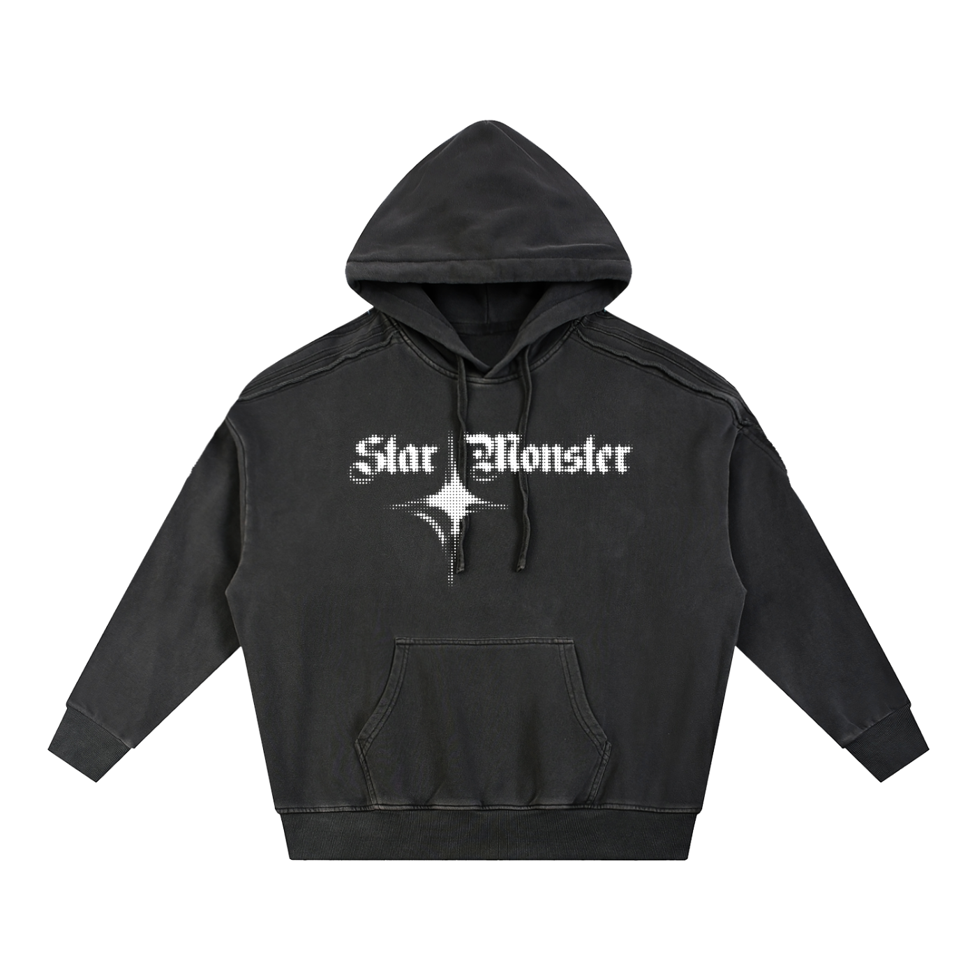 Snow Washed Tape Raw Edge Hoodie