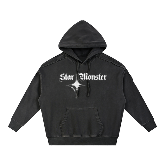 Snow Washed Tape Raw Edge Hoodie