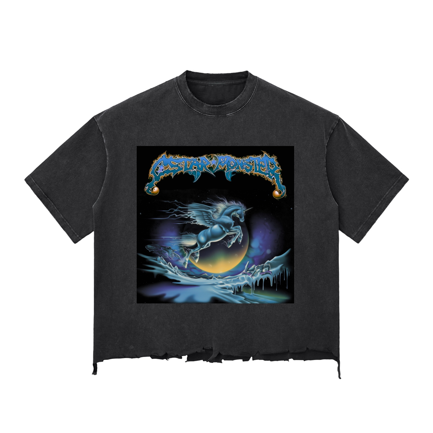 Snow Wash Raw-Hem Boxy T-shirt