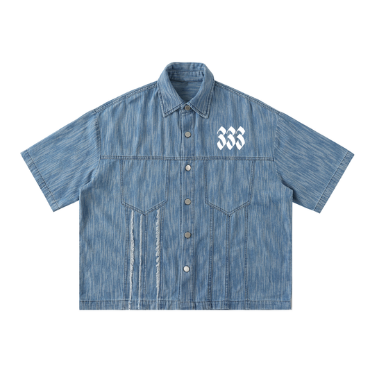 Distressed Wash Short-Sleeve Shirt